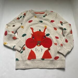 Mini Boden Squirrel Appliqué Fall Leaves Sweatshirt
